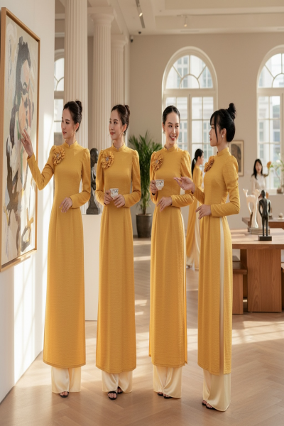thuê áo dài vàng đồng hcm