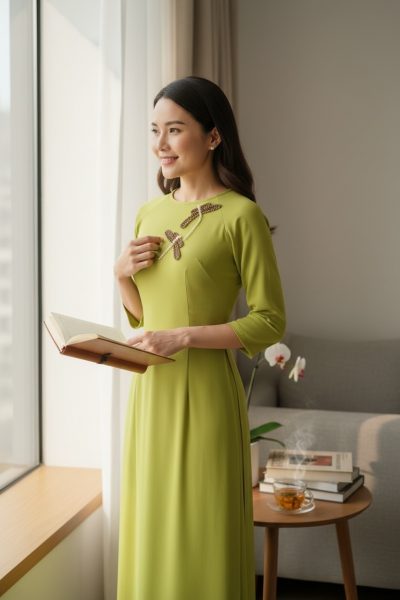 thuê áo dài xanh cốm