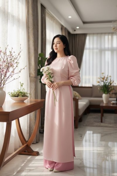 thuê áo dài hồng