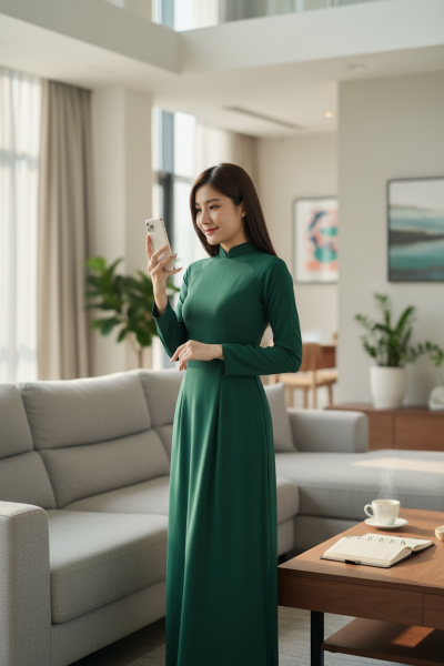 thuê áo dài xanh lá hcm