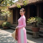 thuê áo dài hồng phấn
