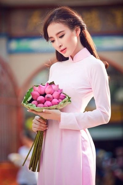 áo dài hồng phấn