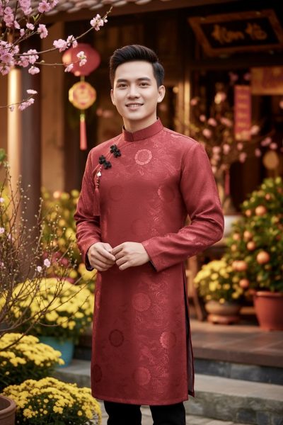 thuê áo dài nam đỏ hcm